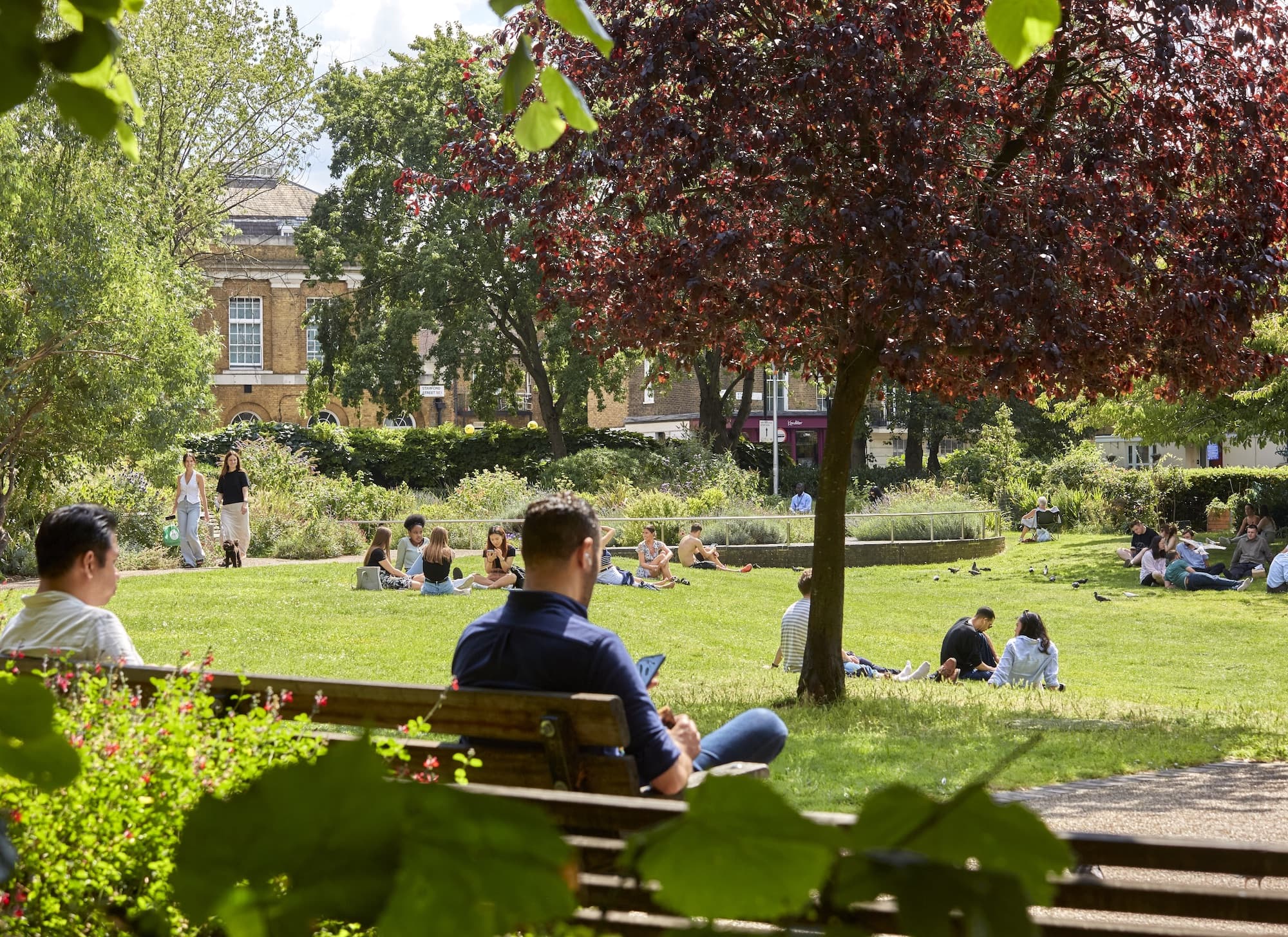People enjoying some free time in a local park