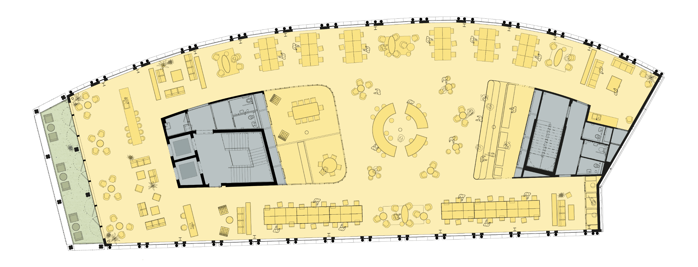 Space plan example of the 1st, 2nd and 3rd floors